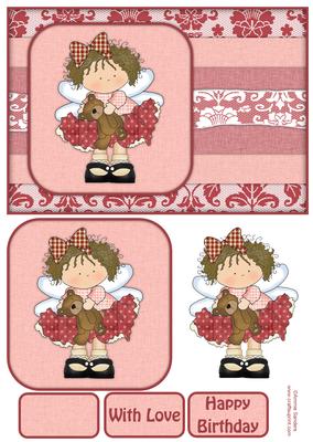 Sweet Little Girl with Her Teddy Quick Card