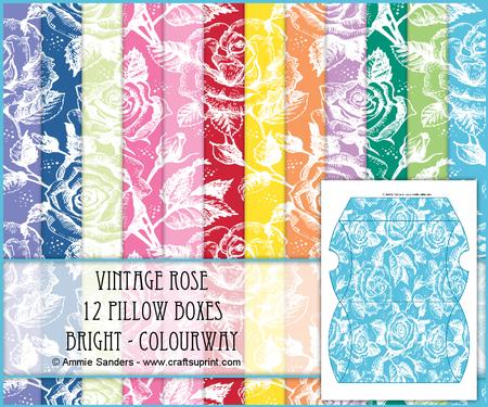 Vintage Rose 12 Pillow Box's - Bright Shades