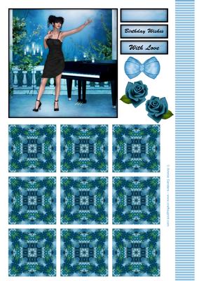 Starlight Beauty at the Piano Topper & Tiles