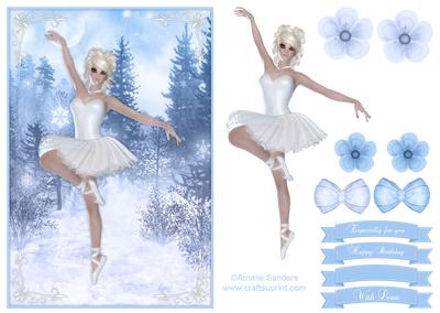 Beautiful Winter Ballerina A5 Quick Card