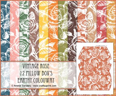 Vintage Rose 12 Pillow Box's - Earthy Shades