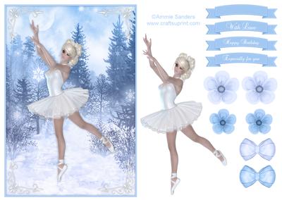 Beautiful Winter Ballerina A5 Quick Card