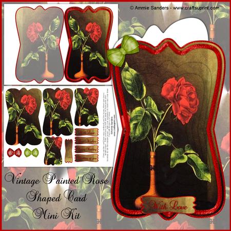 Beautiful Painted Roses Shaped Card Mini Kit