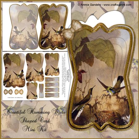 Beautiful Painted Humming Birds Shaped Card Mini Kit