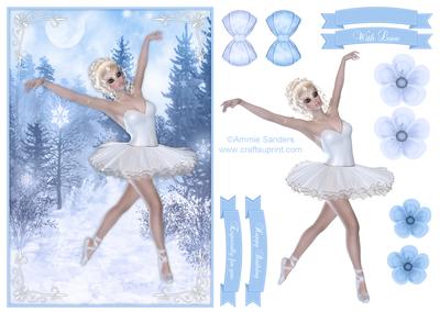 Beautiful Winter Ballerina A5 Quick Card