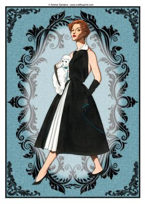 Vintage Fashion Lady Embossed A4 Topper / Card Front