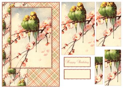 Beautiful Vintage Painted Birds A5 Quick Card
