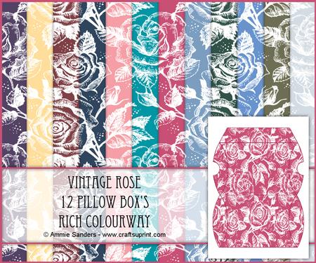 Vintage Rose 12 Pillow Box's - Rich Shades