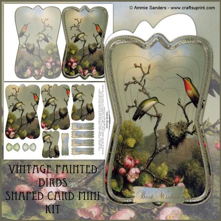 Beautiful Painted Humming Birds Shaped Card Mini Kit