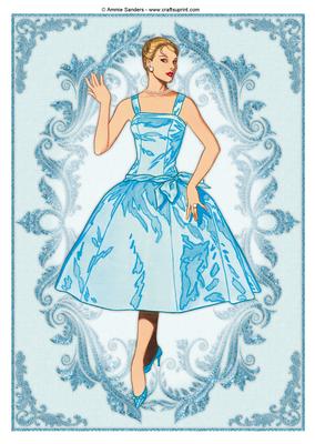 Vintage Fashion Lady Embossed A4 Topper / Card Front