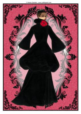 Vintage Fashion Lady Embossed A4 Topper / Card Front