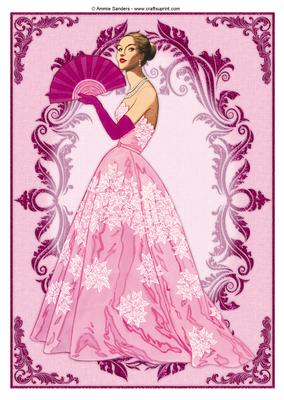Vintage Fashion Lady Embossed A4 Topper / Card Front