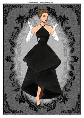 Vintage Fashion Lady Embossed A4 Topper / Card Front