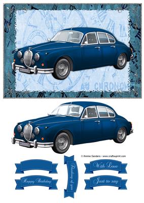 Gorgeous Vintage Blue Car Quick Card