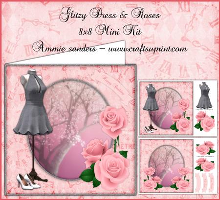 Glitzy Dress & Roses 8x8 Mini Kit