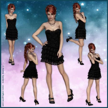 Beauty in a Black Lace Ruffle Dress 5 Cu4cu Png Graphics