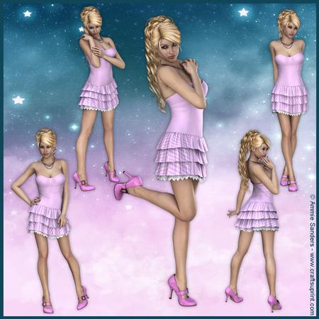 Beauty in a Pink Lace Ruffle Dress 5 Cu4cu Png Graphics