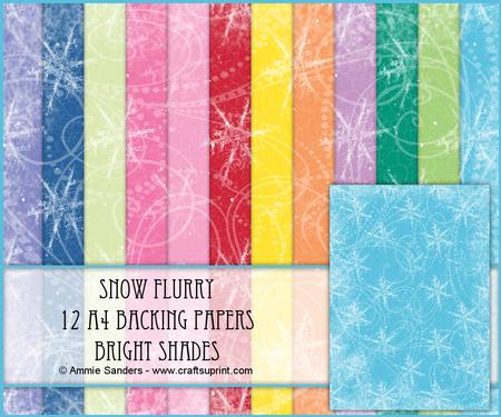 Snow Flurry 12 A4 Backing Papers - Bright Shades