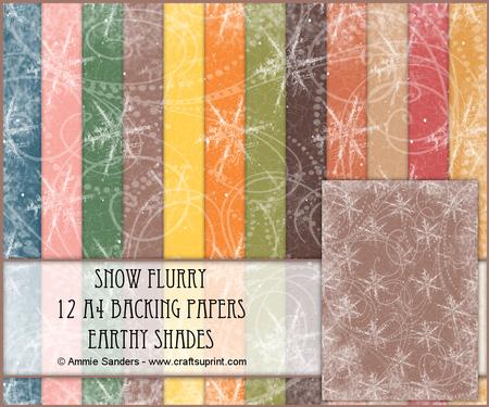 Snow Flurry 12 A4 Backing Papers - Earthy Shades