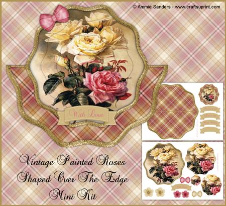 Vintage Painted Roses Shaped Over the Edge Mini Kit
