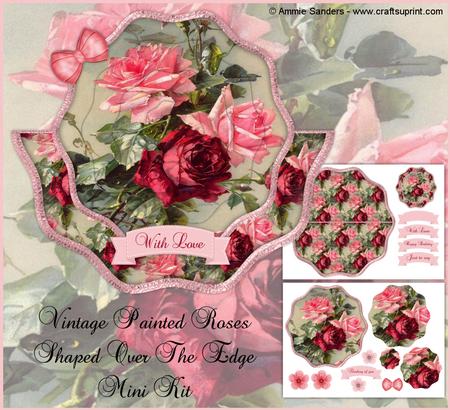 Vintage Painted Roses Shaped Over the Edge Mini Kit