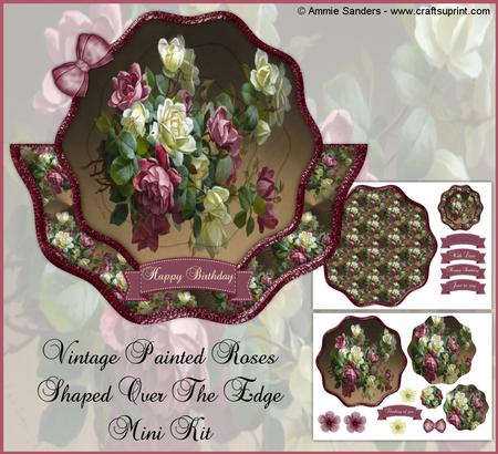 Vintage Painted Roses Shaped Over the Edge Mini Kit