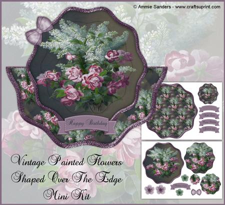 Vintage Painted Flowers Shaped Over the Edge Mini Kit