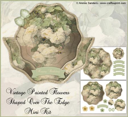 Vintage Painted Flowers Shaped Over the Edge Mini Kit