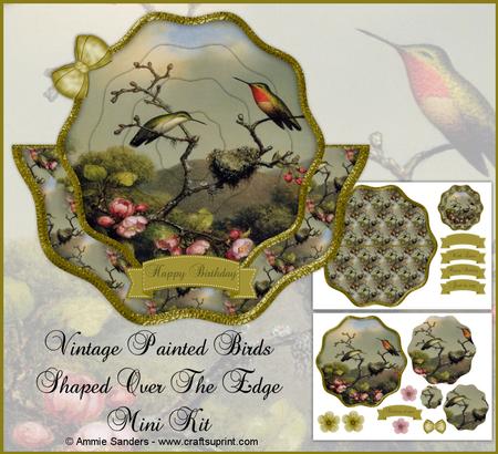 Vintage Painted Birds Shaped Over the Edge Mini Kit