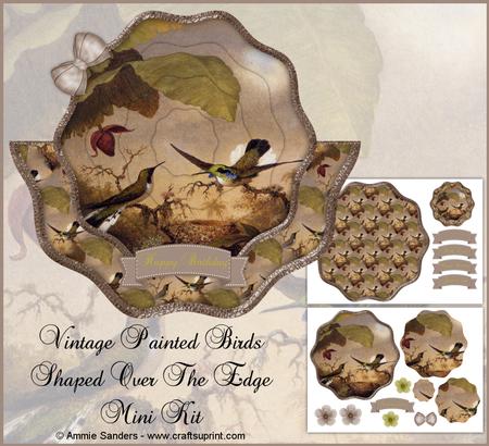 Vintage Painted Birds Shaped Over the Edge Mini Kit