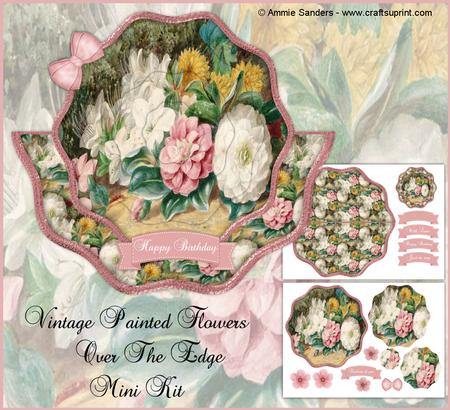 Vintage Painted Flowers Shaped Over the Edge Mini Kit