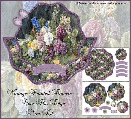 Vintage Painted Flowers Shaped Over the Edge Mini Kit