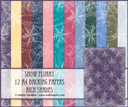 Snow Flurry 12 A4 Backing Papers - Rich Shades