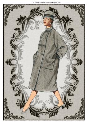 Vintage Fashion Lady Embossed A4 Topper / Card Front
