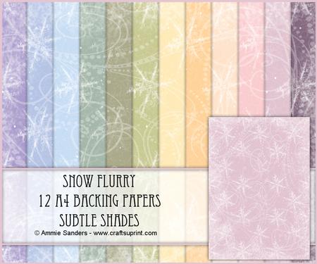 Snow Flurry 12 A4 Backing Papers - Subtle Shades