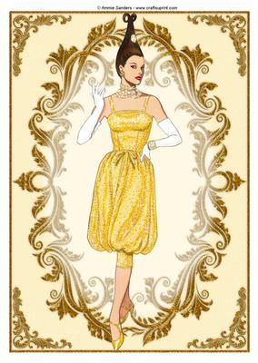 Vintage Fashion Lady Embossed A4 Topper / Card Front