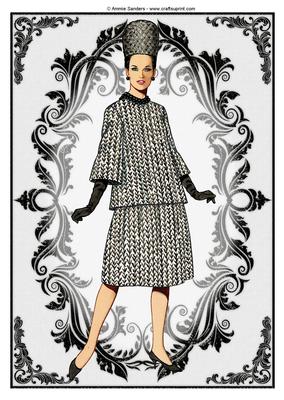 Vintage Fashion Lady Embossed A4 Topper / Card Front