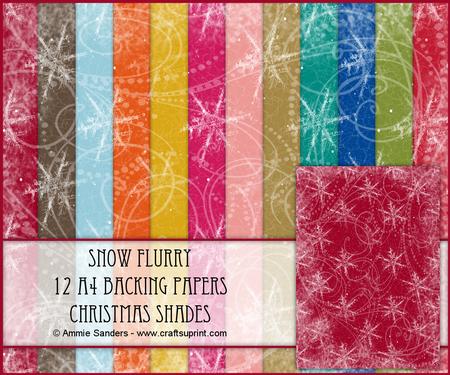 Snow Flurry 12 A4 Backing Papers - Christmas Shades