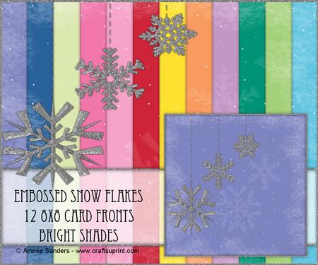Silver Embossed Snow Flakes 12 8x8 Card Fronts - Brights