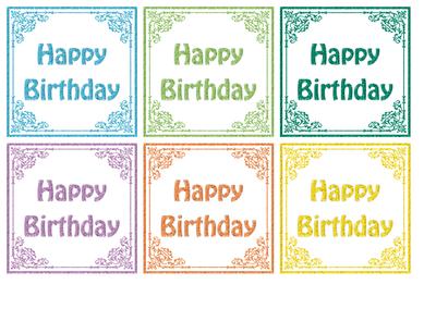 Fancy Framed Happy Birthday Toppers - Bright Shades 1