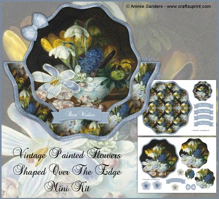 Vintage Painted Flowers Shaped Over the Edge Mini Kit