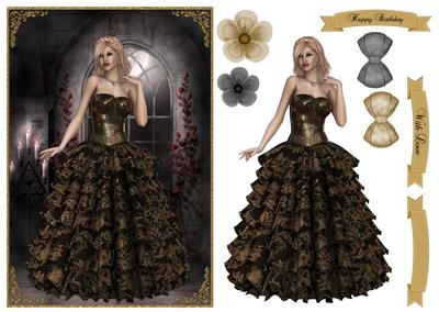 Belle of the Ball A5 Card Front , Topper & Embellishments