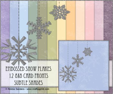 Silver Embossed Snow Flakes 12 8x8 Blank Card Fronts - Subtl