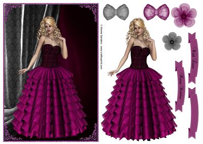 Belle of the Ball A5 Card Front , Topper & Embellishments