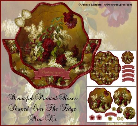 Vintage Painted Roses Shaped Over the Edge Mini Kit