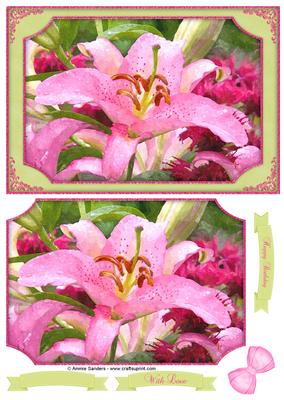 Beautiful Oriental Lily Watercolour Quick Card