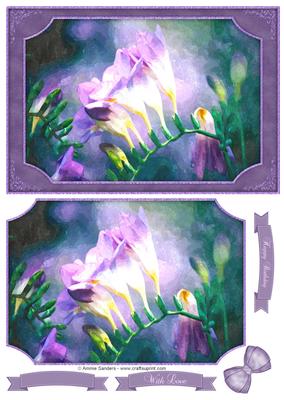 Beautiful Purple Flowers Watercolour Quick Card