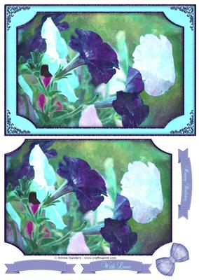 Beautiful Deep Blue Flowers Watercolour Quick Card