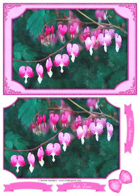 Beautiful Bleeding Hearts Flowers Watercolour Quick Card
