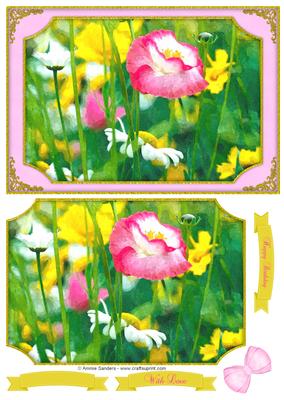 Pretty Pink Wild Flower Watercolour Quick Card